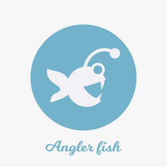 Conception d'icône plate poisson pêcheur, élément de symbole de logo