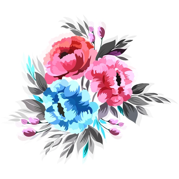 Vecteur gratuit conception d'illustration de carte florale de beau bouquet de mariage