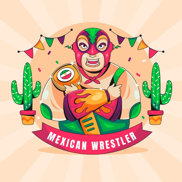 Vecteur gratuit conception d'illustration de lutteur mexicain