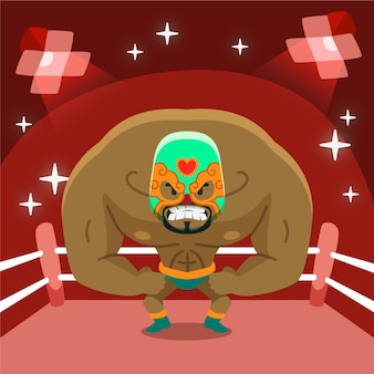 conception d'illustration de lutteur mexicain