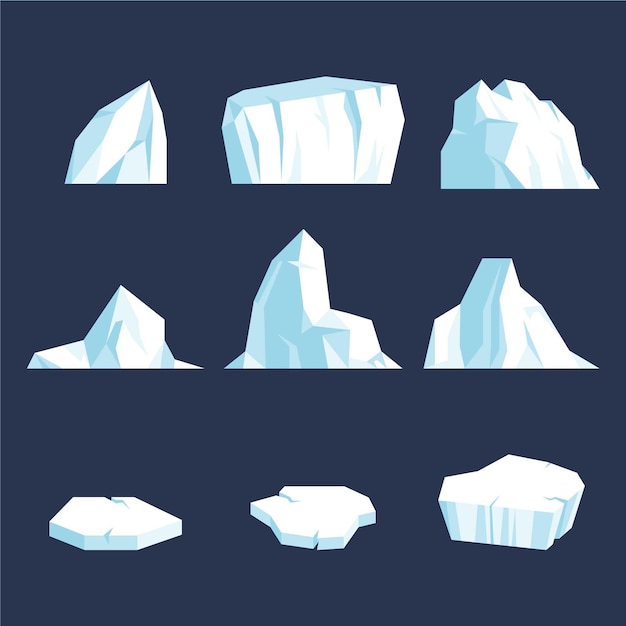 Vecteur gratuit conception d'illustration pack iceberg