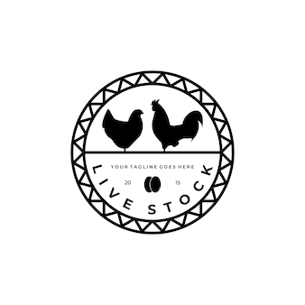 Conception d'illustration vectorielle de logo d'élevage, logo de poulet de coq, logo de ferme il