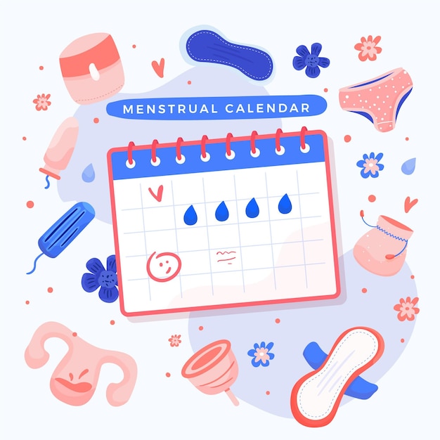 Vecteur gratuit conception illustrée de calendrier menstruel