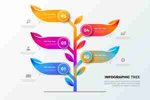 Vecteur gratuit conception infographique d'arbre dégradé