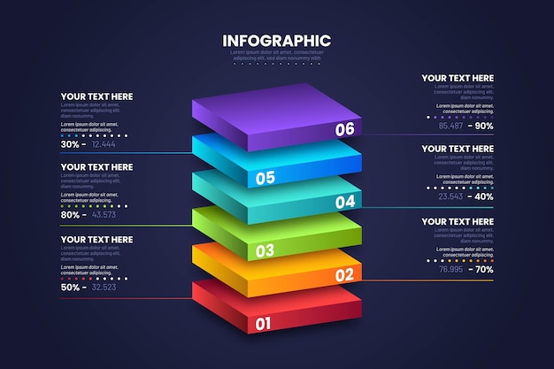 Conception infographique de couches de blocs 3D
