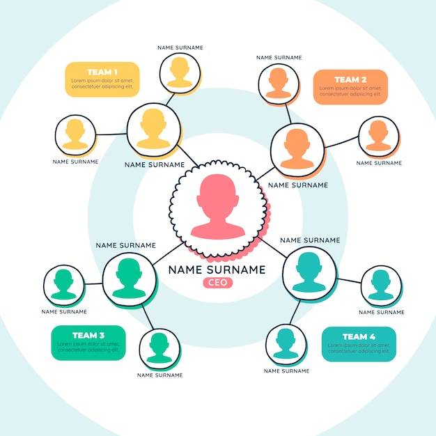 Vecteur gratuit conception infographique d'organigramme