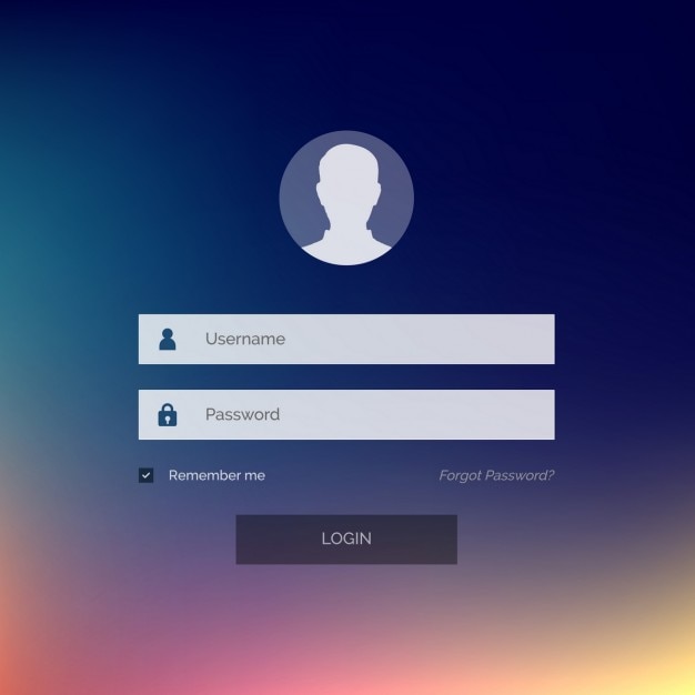 conception de l'interface sous forme de connexion moderne avec nom d'utilisateur et mot de passe