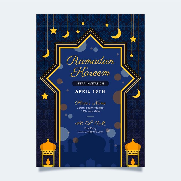 Conception d'invitation iftar design plat