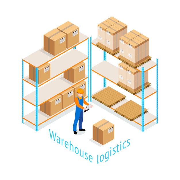 Vecteur gratuit conception isométrique de la logistique d'entrepôt