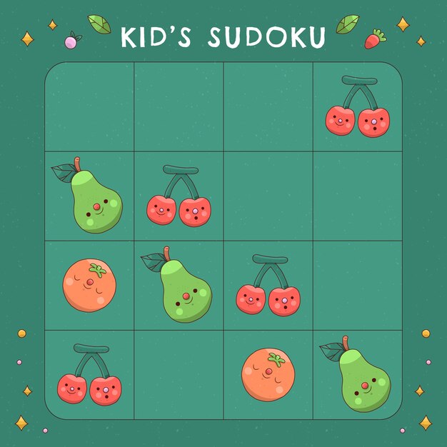 Conception de jeu de sudoku design plat dessiné à la main