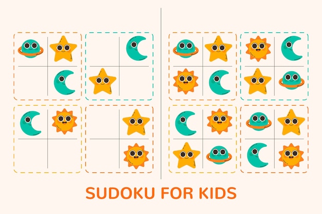 Vecteur gratuit conception de jeu de sudoku design plat dessiné à la main