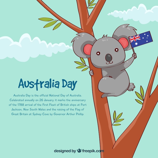 Vecteur gratuit conception de jour de l'australie avec koala dans l'arbre