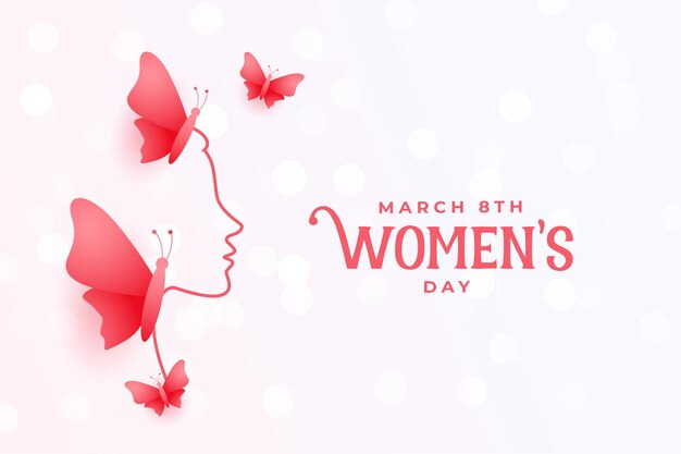 conception de la journée internationale de la femme avec visage et papillons