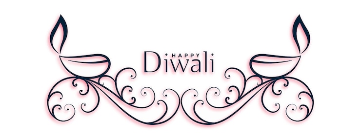 Vecteur gratuit conception de lettrage floral et diya heureux festival diwali