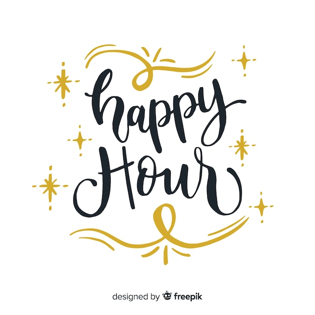 Vecteur gratuit conception de lettrage happy hour