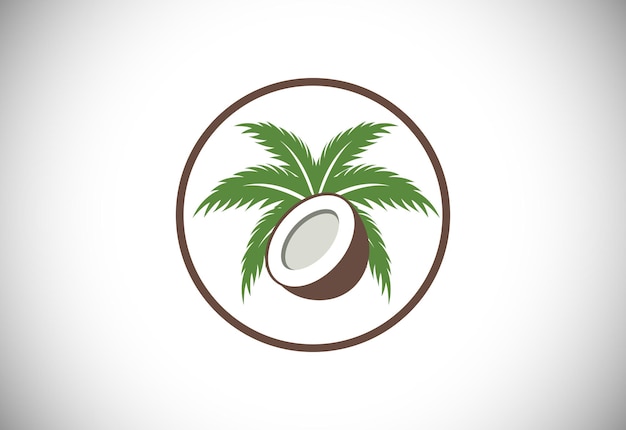 Conception de logo d'arbre de noix de coco emblème d'huile de noix de coco de produit de nature