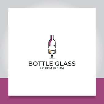 Conception de logo chevauchant une bouteille de vin et un verre pour un restaurant