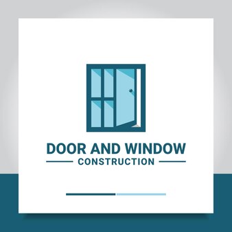 Conception de logo porte et fenêtre en couleur pour les entreprises de construction