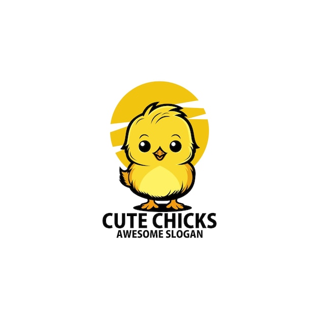 Vecteur gratuit conception de logo de poussins mignons mascotte colorée