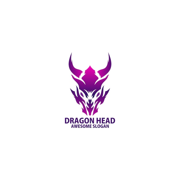 Vecteur gratuit conception de logo tête de dragon dégradé coloré