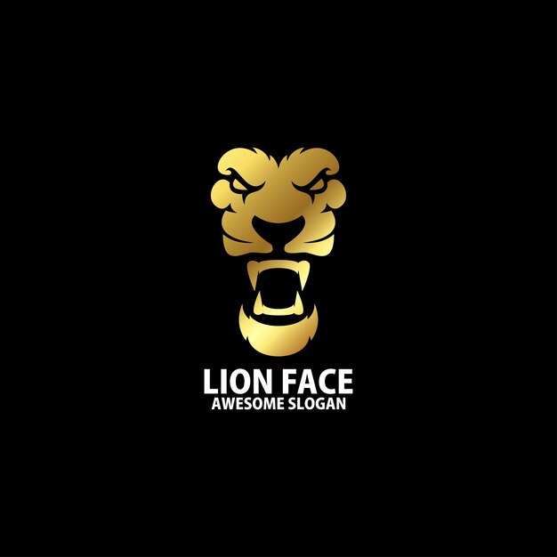 Conception de logo de visage de lion couleur de luxe dégradée