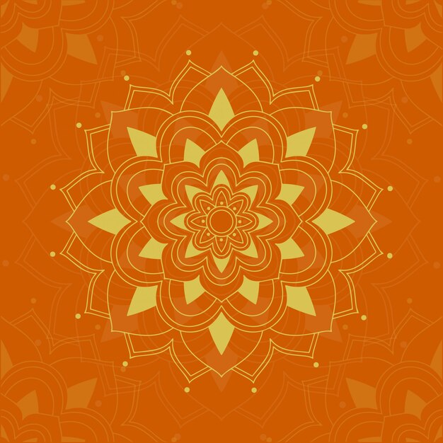 Conception de mandala sur la couleur orange