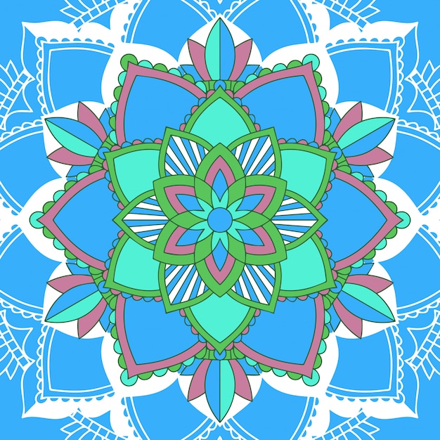 Vecteur gratuit conception de mandala sur fond bleu