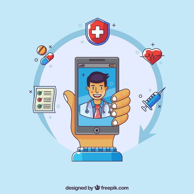 Conception de médecin en ligne avec smartphone