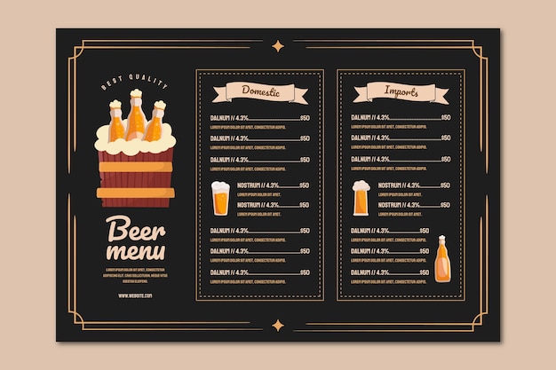 Conception De Menus De Bière Dessinés à La Main