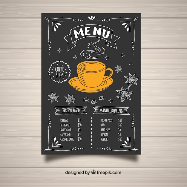 Vecteur gratuit conception de menus de café dessinés à la main