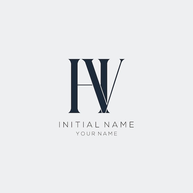 Vecteur gratuit conception minimaliste du logo de la lettre h v pour une marque personnelle ou une entreprise