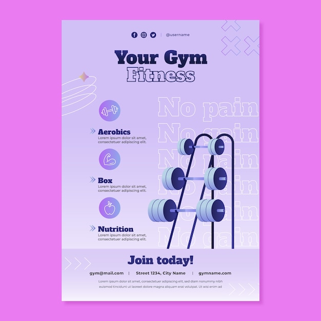 Vecteur gratuit conception de modèle d'affiche de gym