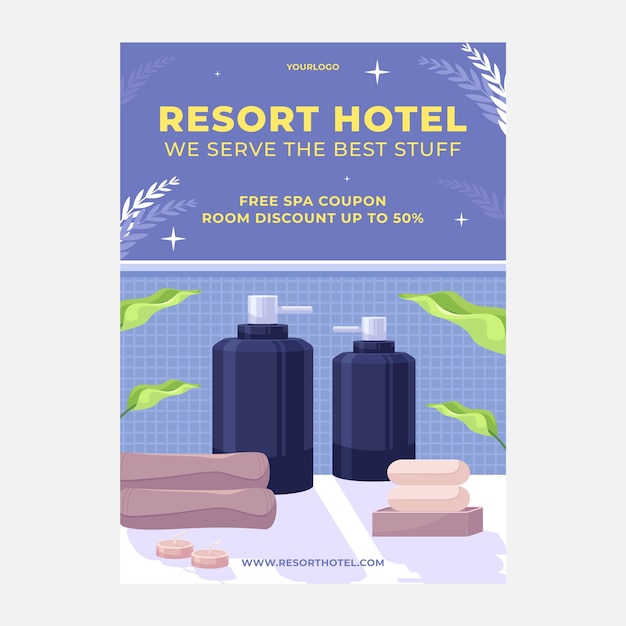 Vecteur gratuit conception de modèle d'affiche d'hôtel
