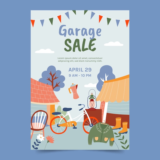 Vecteur gratuit conception de modèle d'affiche de vente de garage