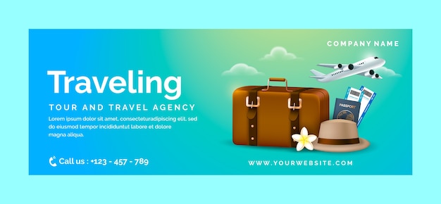 Vecteur gratuit conception de modèle d'agence de voyage réaliste