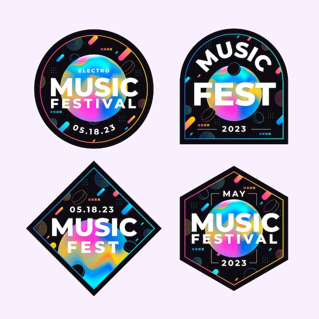 Vecteur gratuit conception de modèle de badges de festival de musique