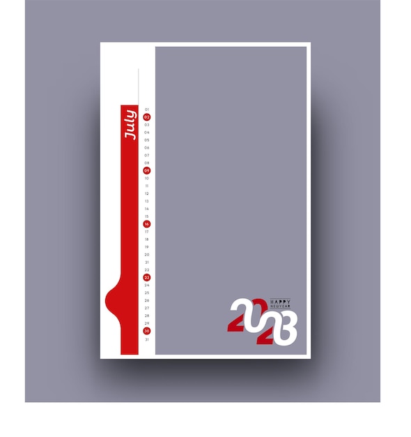 Conception de modèle de bonne année calendrier juillet 2023