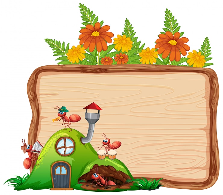 Vecteur gratuit conception de modèle de bordure avec des insectes dans le fond du jardin