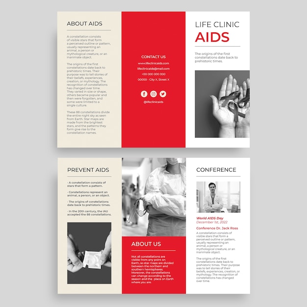 Vecteur gratuit conception de modèle de brochure d'aides cliniques