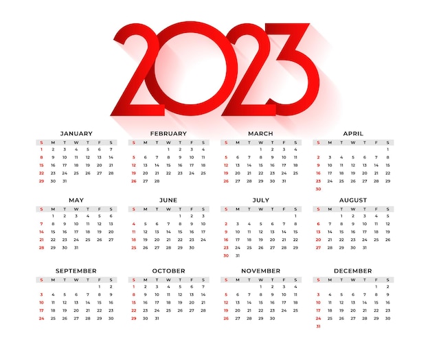 Vecteur gratuit conception de modèle de calendrier de bureau de style minimal 2023