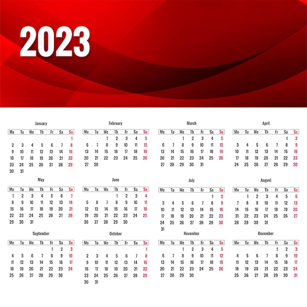 Conception De Modèle De Calendrier Du Nouvel An 2023