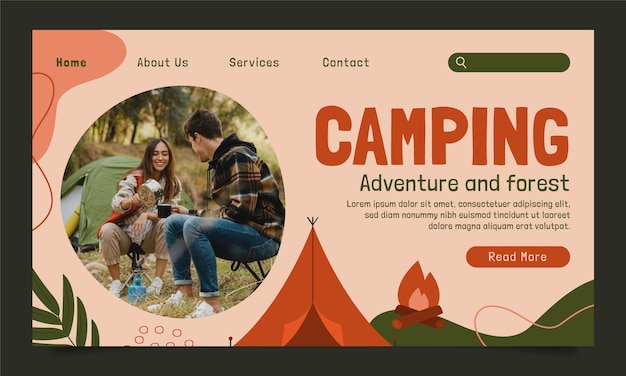 Conception De Modèle De Camping Dessiné à La Main