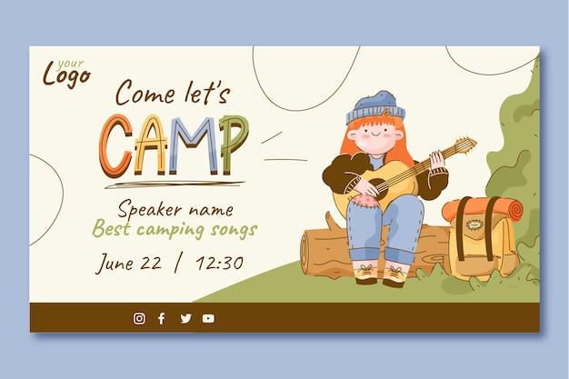 Conception de modèle de camping dessiné à la main