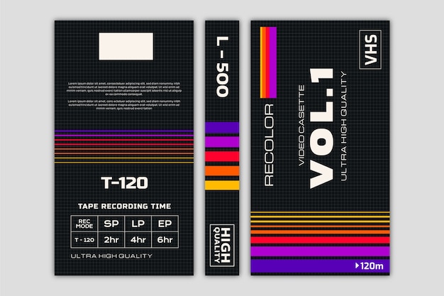 Vecteur gratuit conception de modèle de couverture vhs