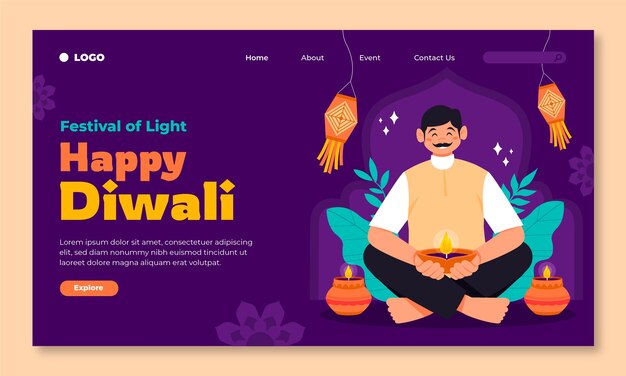 Vecteur gratuit conception de modèle diwali dessiné à la main