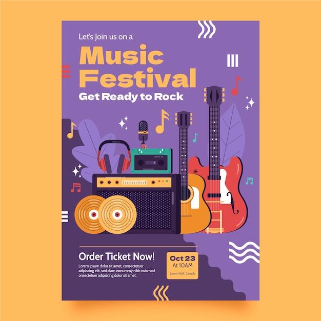 Vecteur gratuit conception de modèle de festival de musique