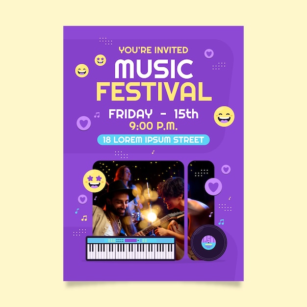 Vecteur gratuit conception de modèle de festival de musique