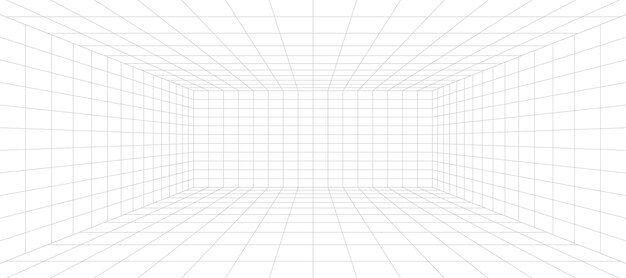 Conception de modèle filaire de structure de salle de grille 3d abstraite