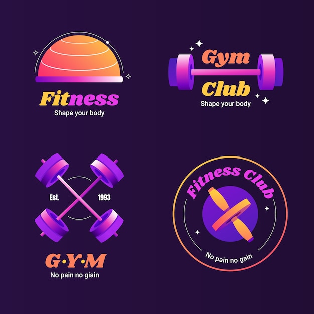 Vecteur gratuit conception de modèle de fitness gym dégradé