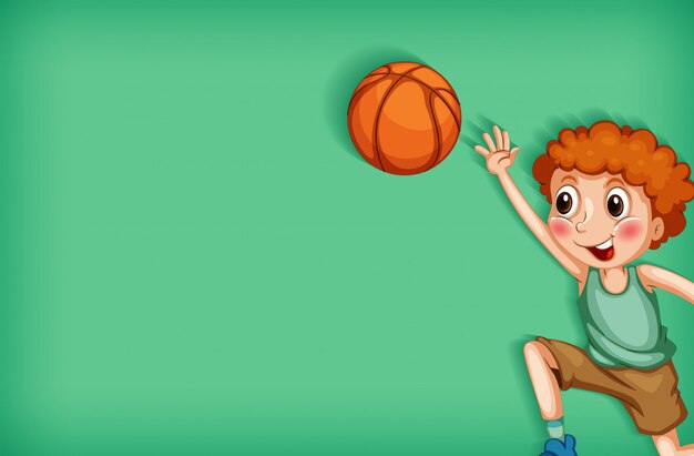 Conception de modèle de fond avec un garçon jouant au basket